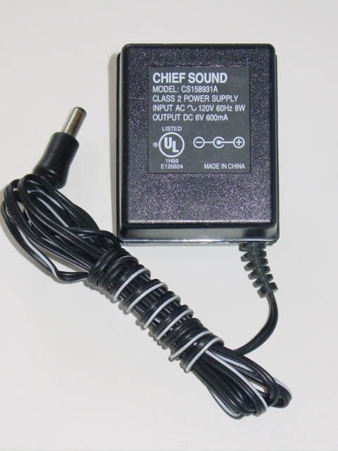 NEW Chief Sound CS158931A AC Adapter 6V 600mA 0.6A